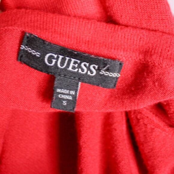Guess Sweater Short Sleeve Rhinestone Bling Logo Red Size S - Picture 5 of 6